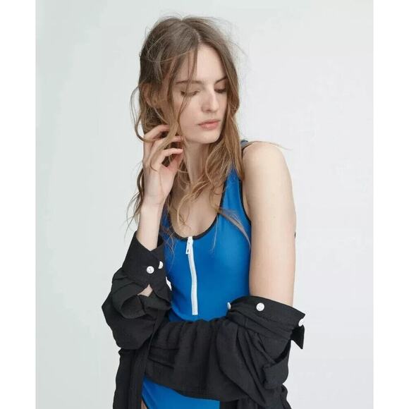Rag and Bone Cobalt Blue Zip One Piece Swimsuit NWT $195 Small Summer - Picture 4 of 8